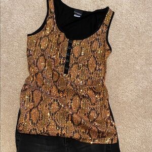 Sequin Snake Print Tank Top